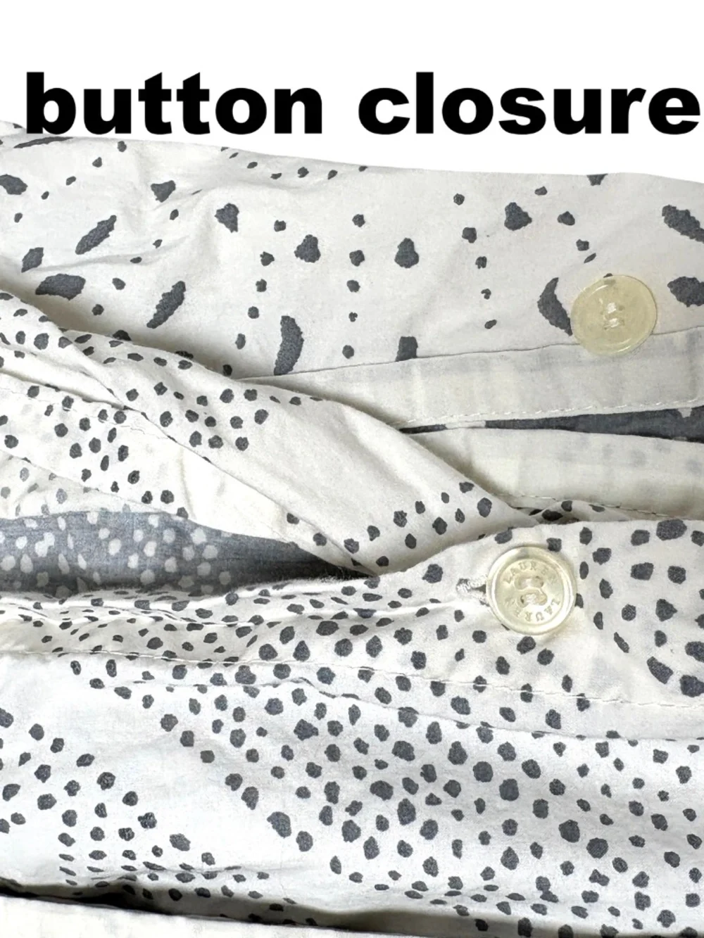 duvet Ralph Lauren Luke Medallion gray white queen button close all cotton